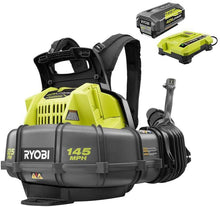 Load image into Gallery viewer, Ryobi RY40440 40 Volt 145 MPH 625 CFM Cordless Brushless Variable Speed Backpack Leaf Blower with Lithium-Ion Battery and Charge Kit