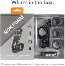 Load image into Gallery viewer, Rokform Pro Series Motorcycle Handlebar Phone Mount, Aircraft Aluminum, Twist Lock and Magnetic Security - Black
