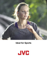 Load image into Gallery viewer, JVC Black and Red Nozzel Secure Comfort Fit Sweat Proof Gumy Sport Earbuds with long colored cord HA-EN10B