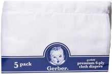Load image into Gallery viewer, Gerber Prefold Premium 6-Ply Cloth Diapers, 5-Pack