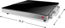 Load image into Gallery viewer, Chefman Compact Glasstop Warming Tray with Adjustable Temperature Control Perfect for Buffets, Restaurants, Parties, Events, Home Dinners and Travel, Mini 15x12 Inch Surface, Keeps Food Hot, Black