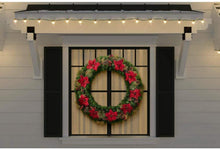 Load image into Gallery viewer, Home Accents Holiday 48 in. Burgundy Poinsettia Mixed Pine Wreath with Berries, Gold Glitter Cedar and Pinecone