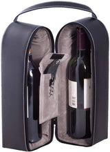 Load image into Gallery viewer, Bey-Berk Leather Wine Bottle Carrier Caddy Travel Tote Bag &amp; Tool Set,Black