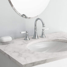 Load image into Gallery viewer, Price Pfister Courant LF-049-COPC Polished Chrome 8" - 15" Widespread Lavatory Faucet with Porcelain Handles