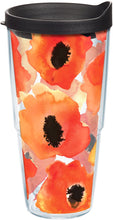 Load image into Gallery viewer, Tervis 1243378 Watercolor Poppy Tumbler with Wrap and Black Lid 24oz, Clear