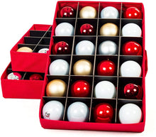 Load image into Gallery viewer, [Christmas Ornament Storage Box with Dividers] - (Holds 72 Ornaments up to 3 Inches in Diameter) | Acid-Free Removable Trays with Separators | 3 Removable Drawer Style Trays