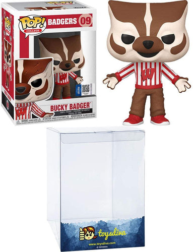 Bucky Badger [UW]: Funk o Pop! College Vinyl Figure Bundle with 1 Compatible 'ToysDiva' Graphic Protector (009 - 44422 - B)
