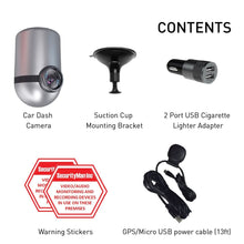 Load image into Gallery viewer, SecurityMan CARCAMGPS – Dash Cam with GPS Tracking and Downloadable iPhone or Samsung App | 150 Degree (Wide Angle Lens) with Night Vision | Crash Sensor and Automatic HD Looping for Cars and Trucks