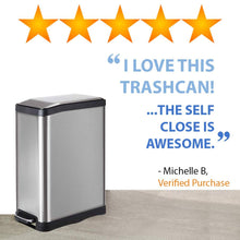 Load image into Gallery viewer, Home Zone Stainless Steel Kitchen Trash Can with Semi-Round Design and Step Pedal