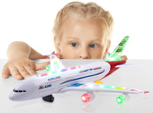 Load image into Gallery viewer, Toysery Airplane Toys for Kids with Bump and Go Action - Airbus A380 Toy Planes for Boys and Girls with Flashing Lights, Real Jet Sound, 3 AA Batteries Included