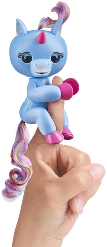Fingerlings Baby Unicorn - Stella (Periwinkle Blue with Rainbow Mane & Tail) - Friendly Interactive Toy by WowWee, One Size