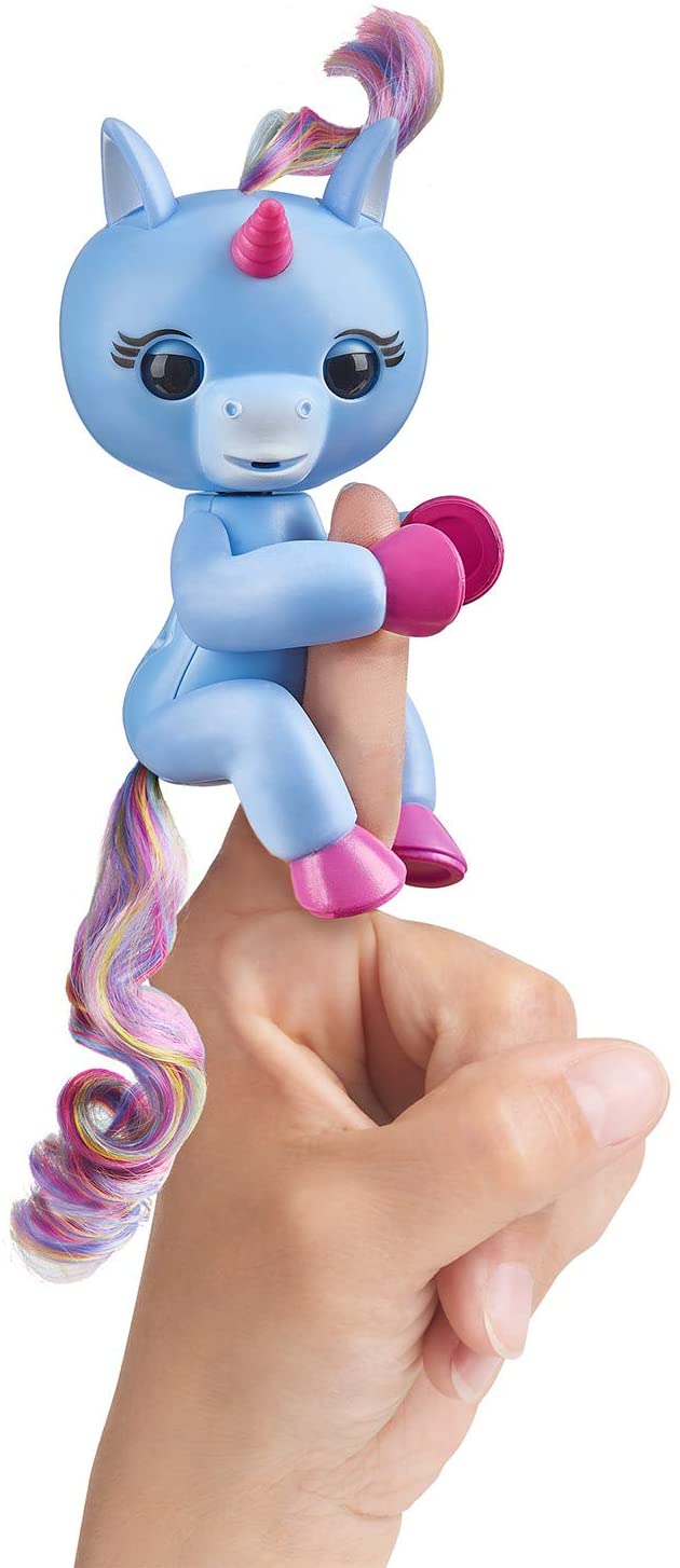 Fingerlings Baby Unicorn - Stella (Periwinkle Blue with Rainbow Mane & Tail) - Friendly Interactive Toy by WowWee, One Size
