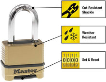 Load image into Gallery viewer, Master Lock M175XDLF Heavy Duty Outdoor Combination Lock, 1-1/2 in. Shackle, Brass Finish