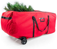 Load image into Gallery viewer, [Rolling Duffle Bag Tree Storage Bag] - Big Wheeled 9 Foot Christmas Tree Storage Bag for Artificial Trees up to 9 Feet Tall - Compression Straps to Secure Your Tree | EZ Roller by Santa's Bags