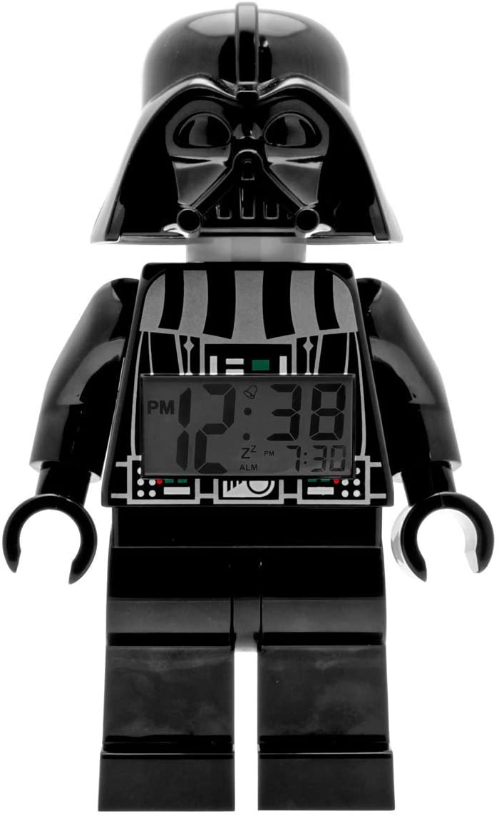 ClicTime Lego Star Wars 9002113 Darth Vader Kids Minifigure Light Up Alarm Clock | Black/Gray | Plastic | 9.5 inches Tall | LCD Display | boy Girl | Official