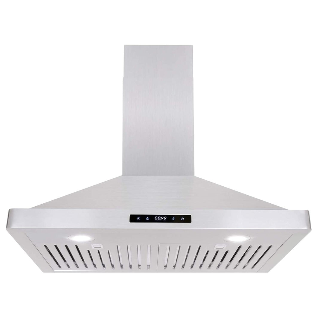 Cosmo Wall Mount Range Hood with Soft Touch Controls, LED Lighting and Permanent Filters