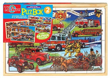 Load image into Gallery viewer, T.S. Shure Back in Time Fire Trucks 2 Jumbo Puzzles in a Wooden Box
