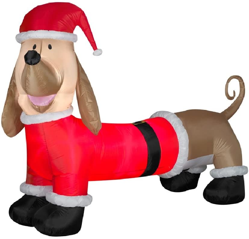 4 ft Dachshund with Santa Sweater outfit & Hat Christmas inflatable