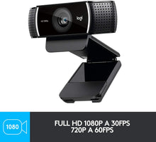 Load image into Gallery viewer, Logitech C922 Pro Stream Webcam 1080P Camera for HD Video Streaming &amp; Recording 720P at 60Fps with Tripod Included