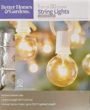 Load image into Gallery viewer, Better Homes and Gardens 20 CT String Lights Clear Glass Globe Outdoor Indoor (White Wire)