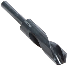 Load image into Gallery viewer, Drill America High Speed Steel Reduced Shank Drill Bit, (33/64&quot; - 1-1/2&quot; by 64ths) Black Oxide Finish, Conventional 118 Degree Point, DWDRSD Series