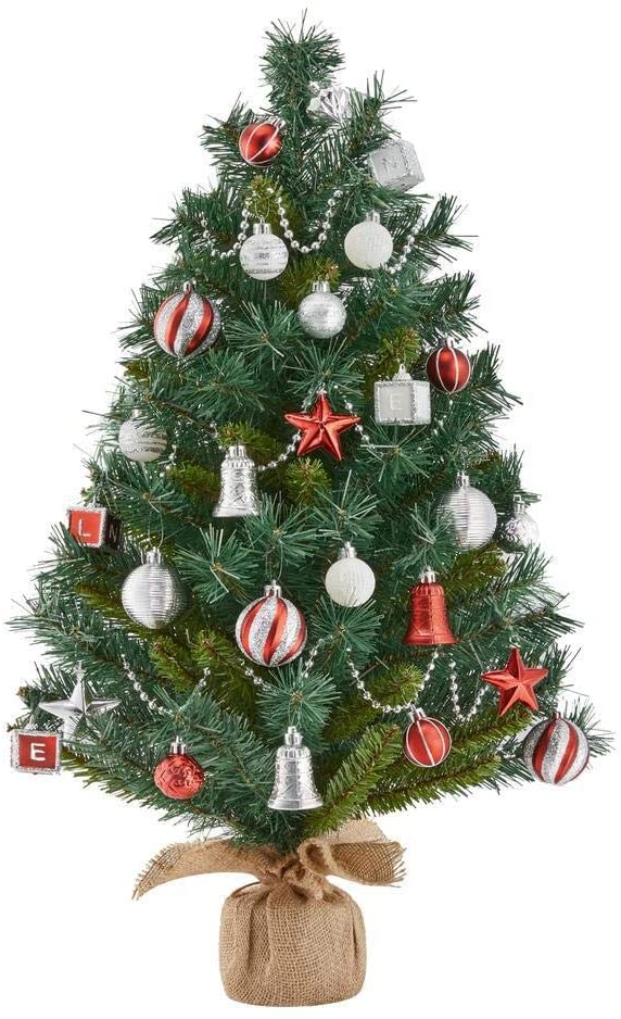 Home Accents Holiday 32 in. PVC Burlap Tree with Ornament Kit (34-Pieces)