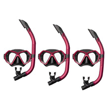 Load image into Gallery viewer, Reef Tourer Premium Adult X-Plore 2 Window Best Mask &amp; Snorkeling Combo, Black/Metallic Dark Red