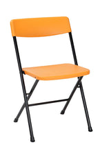 Load image into Gallery viewer, COSCO 3 Piece Indoor Outdoor Center Fold Table and 2 Chairs Tailgate Set, Orange, Black Frame