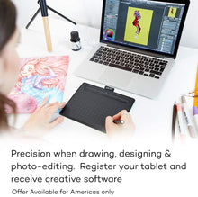 Load image into Gallery viewer, Wacom CTL4100 Intuos Graphics Drawing Tablet with 3 Bonus Software Included, 7.9"x 6.3", Black