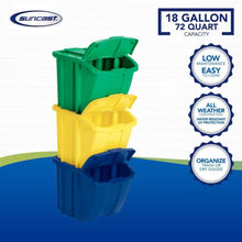 Load image into Gallery viewer, Suncast BH183PK Stackable Recycling Bin Containers &amp; Lids, Multicolored (3 Pack)