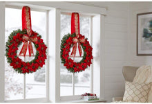 Load image into Gallery viewer, Home Accents Holiday 30 in. Berry Bliss Battery Operated Pre-Lit LED Artificial Christmas Wreath with Poinsettia