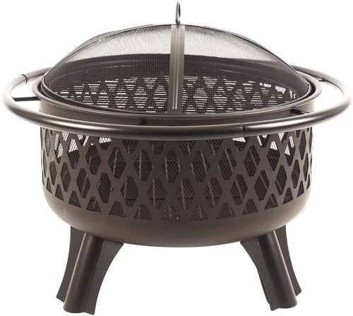 Hampton Bay Piedmont 30 in. Steel Fire Pit in Black with Cooking Grate