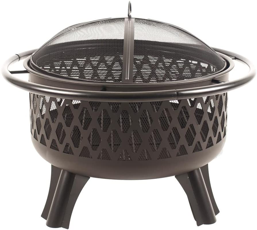 Hampton Bay Piedmont 30 in. Steel Fire Pit in Black with Cooking Grate