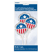 Load image into Gallery viewer, Mini Patriotic Self Inflating Balloons, 3ct
