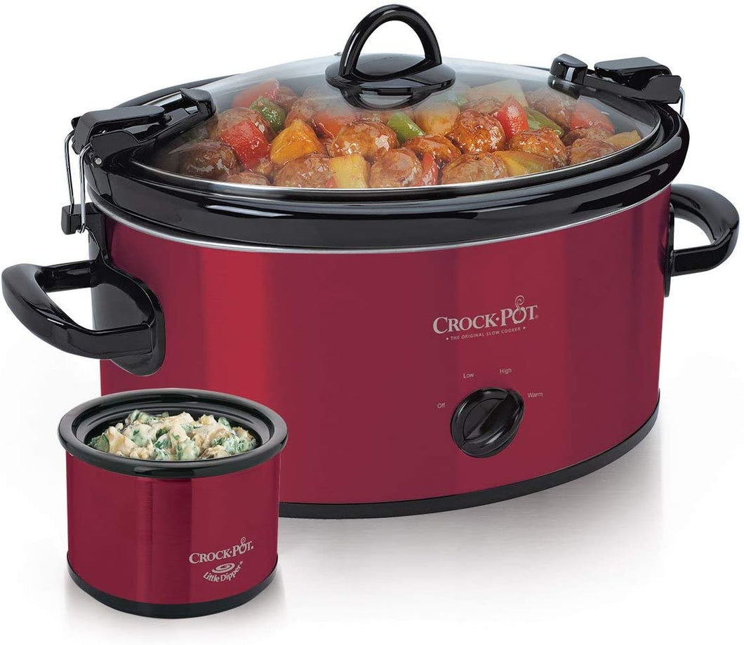 Crock-Pot 6-Quart Cook and Carry Slow Cooker with Little Dipper Warmer (Red)