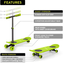 Load image into Gallery viewer, MorfBoard Skate &amp; Scoot Combo Set, Chartreuse/Black Color