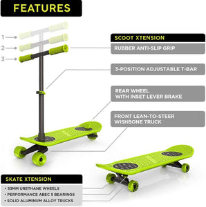 MorfBoard Skate & Scoot Combo Set, Chartreuse/Black Color