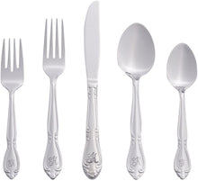 Load image into Gallery viewer, RiverRidge 5417-843-T Rose 46 Piece Monogrammed Flatware Set, LetterT, No size, Silver