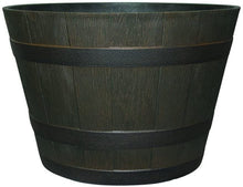Load image into Gallery viewer, Whiskey Barrel Planter, Rustic Oak Resin Flowers, 22.5"