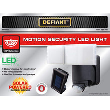 Load image into Gallery viewer, Defiant 180° Black Solar Powered Motion LED Security Light with Battery Backup