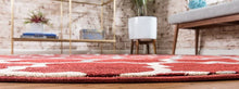 Load image into Gallery viewer, Unique Loom Trellis Collection Moroccan Lattice Red Round Rug (6' 0 x 6' 0)