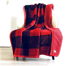 Load image into Gallery viewer, Better Homes and Gardens Super Soft and Warm Winter Velvet Plush Reversible to Sherpa Throw Blanket, Fun Prints with Solid Cream Back, 50&quot; x 60&quot; (Red Plaid)