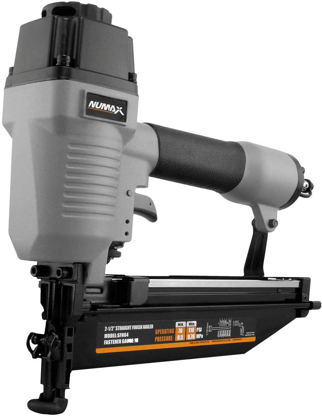 NuMax SFN64 Straight Finish Nailer 16 Gauge Ergonomic & Lightweight Pneumatic Nail Gun with Depth Adjust & No-Mar Tip