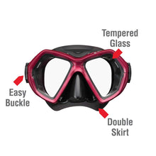 Load image into Gallery viewer, Reef Tourer Premium Adult X-Plore 2 Window Best Mask &amp; Snorkeling Combo, Black/Metallic Dark Red