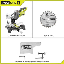 Load image into Gallery viewer, RYOBI 18-Volt ONE+ Cordless 7-1/4 in. Compound Miter Saw (Tool Only) with Blade