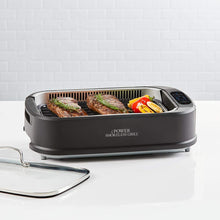 Load image into Gallery viewer, Power XL Smokeless Electric Indoor Removable Grill and Griddle Plates, Nonstick Cooking Surfaces, Glass Lid, 1500 Watt, 21X 15.4X 8.1, black