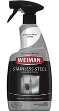 Load image into Gallery viewer, Weiman Stainless Steel Cleaner and Polish - Streak-Free Shine for Refrigerators, Dishwasher, Sinks, Range Hoods and BBQ grills - 22 fl. oz