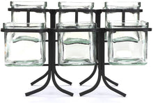 Load image into Gallery viewer, Mind Reader 6 Compartment Condiment Server Stand, Garnish Station for Restaurant, Bars, Removable Jars, Black, 9.5" W x 7.25" H, Clear 2 Tier