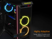 Load image into Gallery viewer, GAMDIAS RGB Gaming Mid-Tower Case Left Tempered Glass Two LED Strip Switchable IO Port with Two RGB Fans Cases TALOS M1, Black