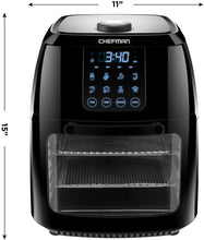Load image into Gallery viewer, Chefman 6.3 Quart Digital Air Fryer+ Rotisserie, Dehydrator, Convection Oven, 8 Touch Screen Presets Fry, Roast, Dehydrate &amp; Bake, BPA-Free, Auto Shutoff, Accessories Included, XL Family Size, Black